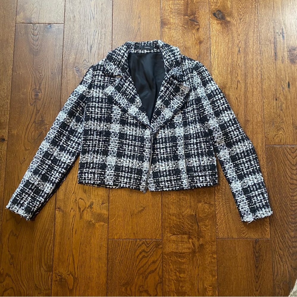 THEORY Slim Moto Tweed Jacket - size 2